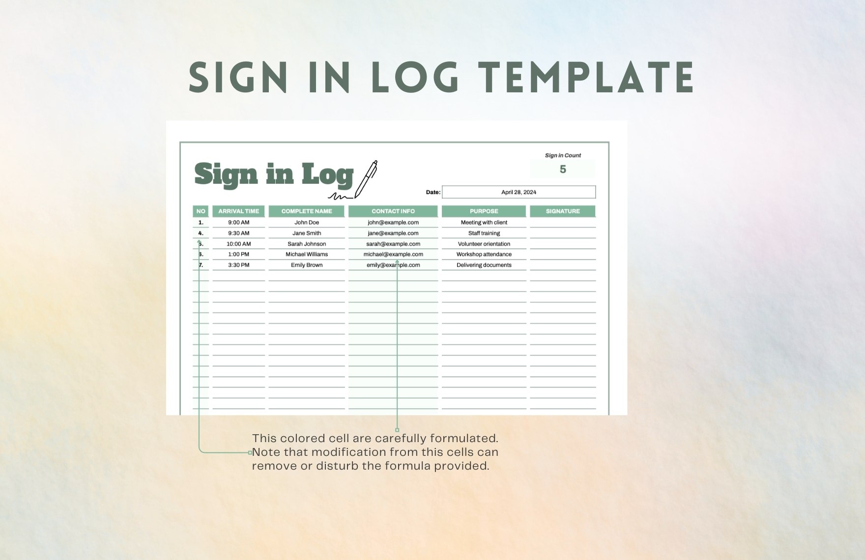 Sign in Log Template