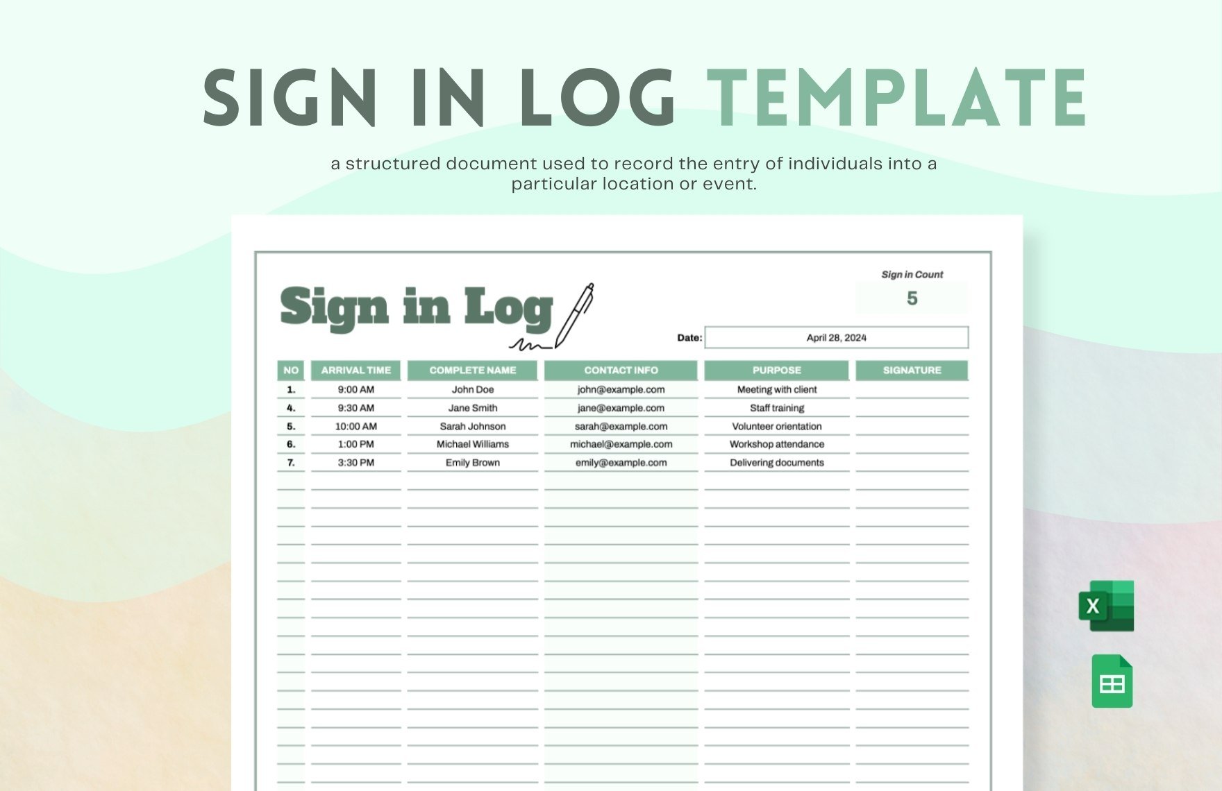 Sign in Log Template