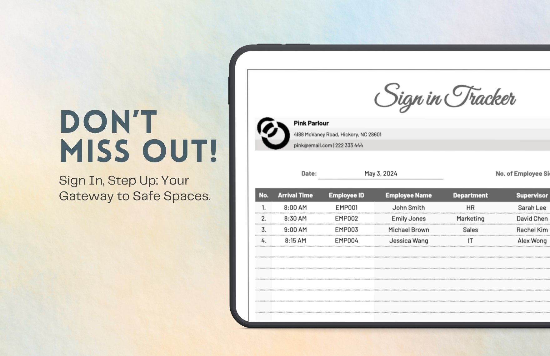 Sign in Tracker Template