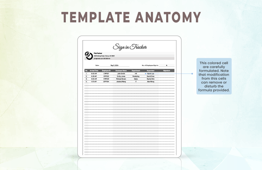 Sign in Tracker Template