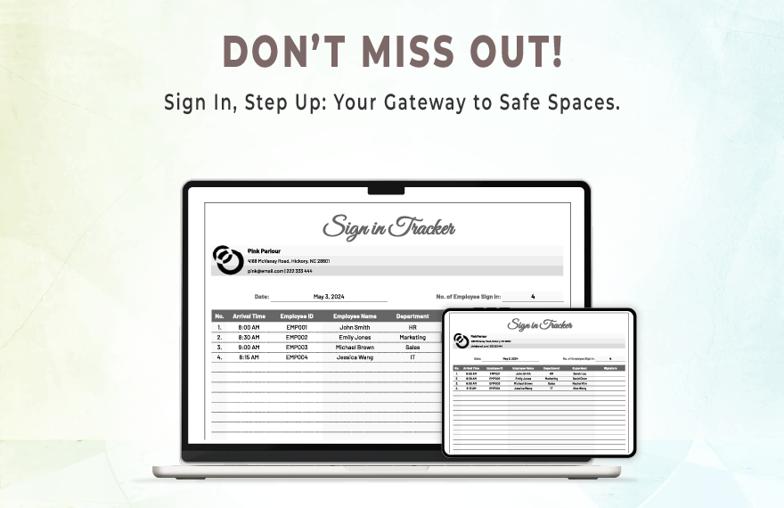 Sign in Tracker Template