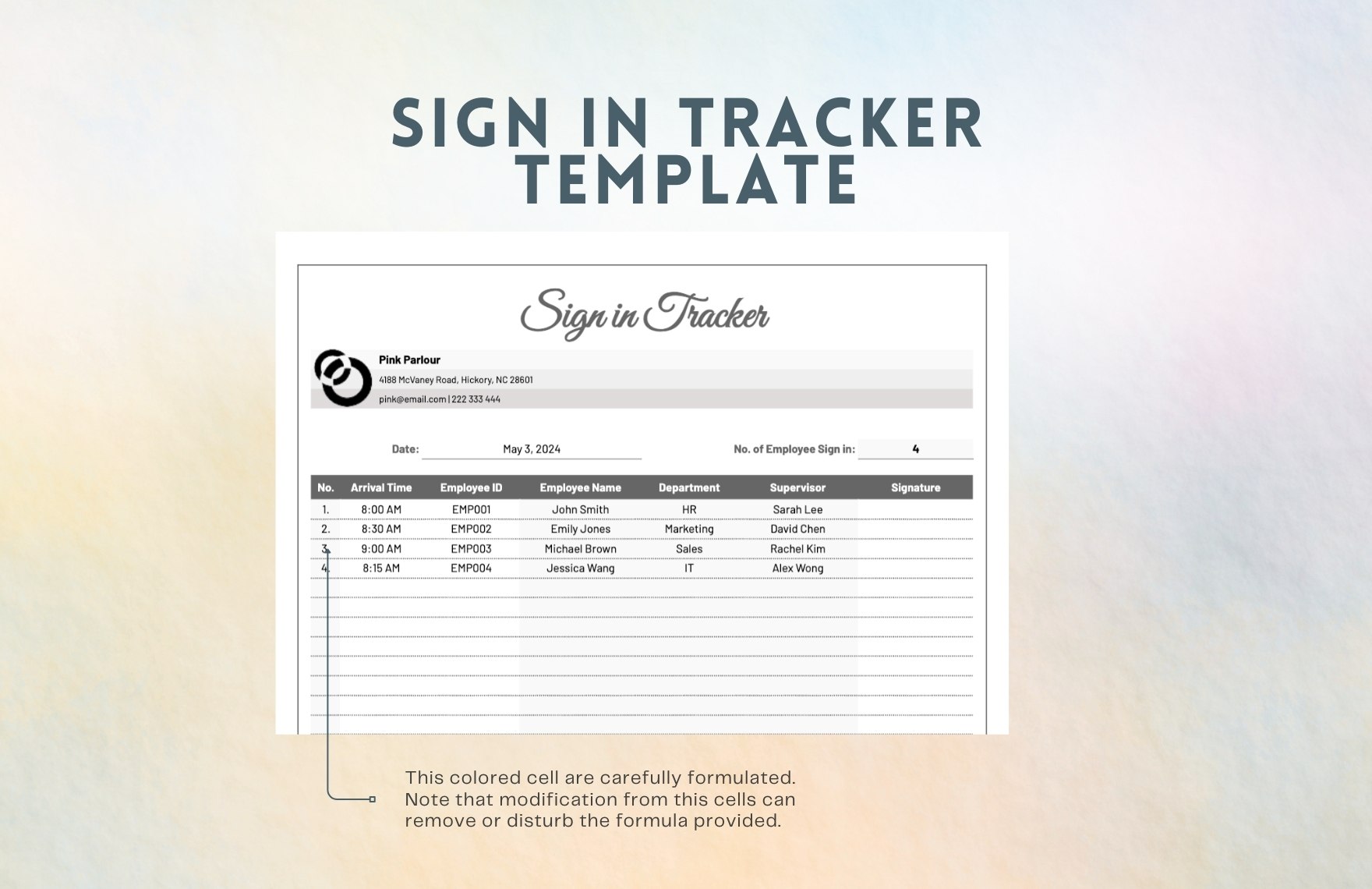 Sign in Tracker Template