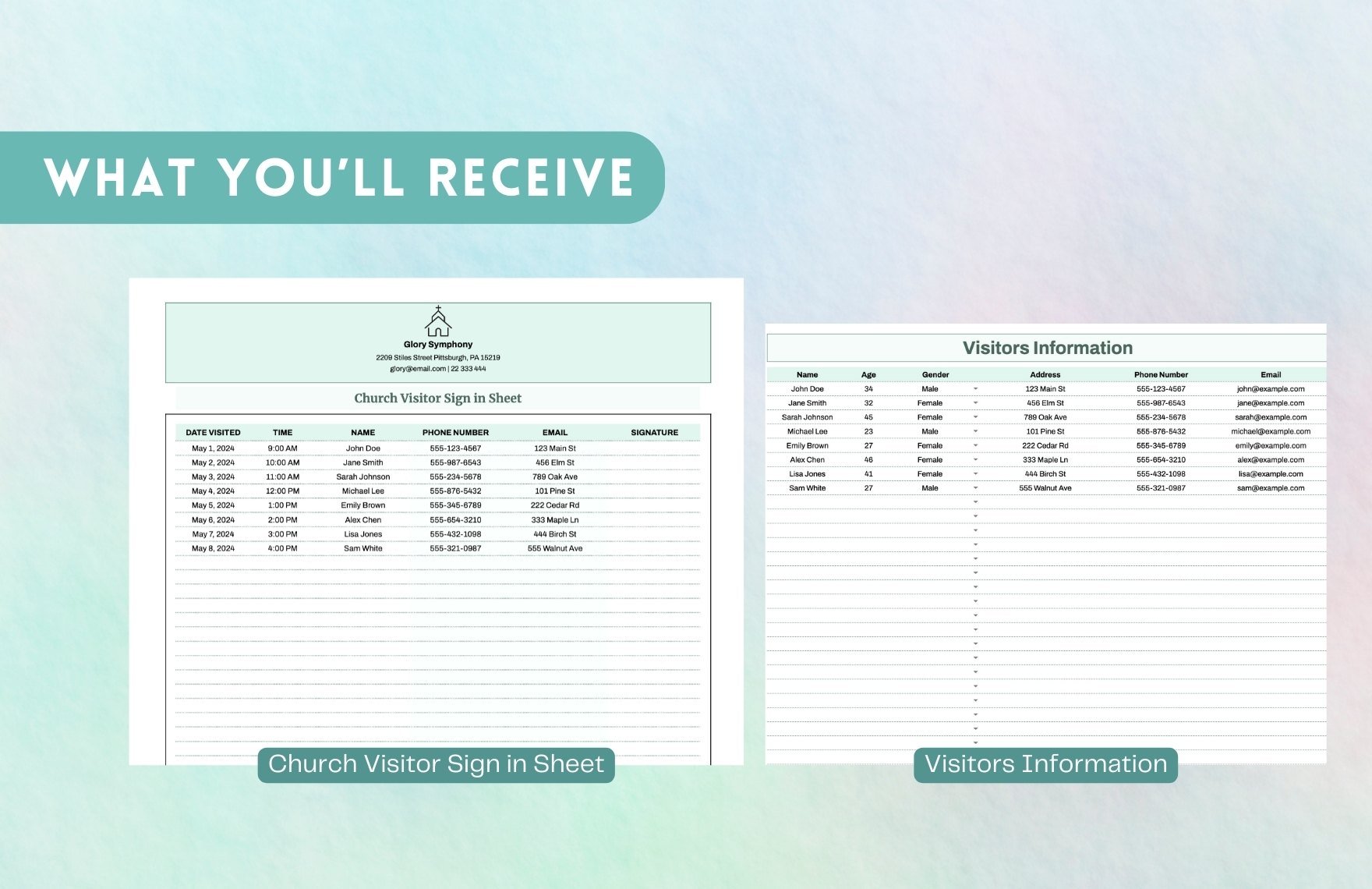 Church Visitor Sign in Sheet Template
