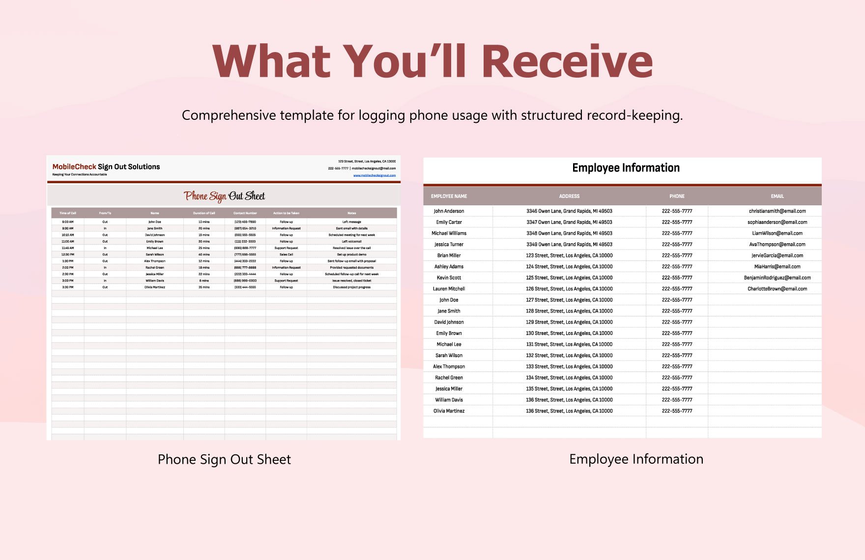 Phone Sign Out Sheet Template