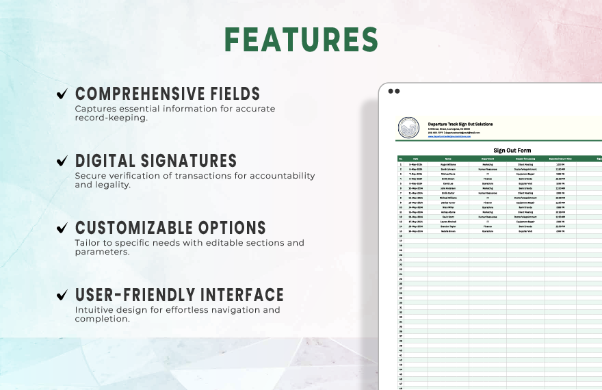 Sign Out Form Template