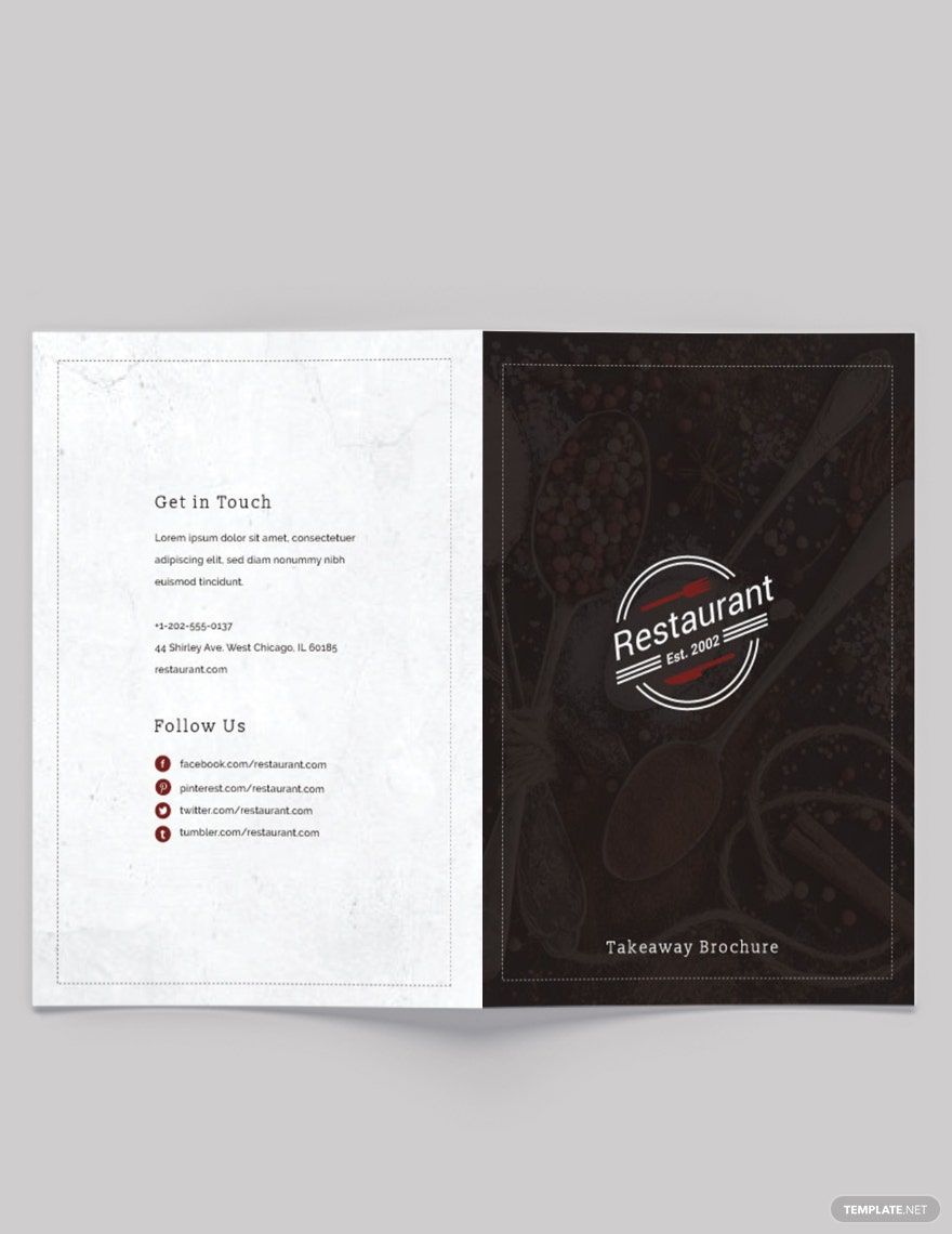 Family Restaurant Bi-Fold Brochure Template in Word, Google Docs, Illustrator, Apple Pages, Publisher