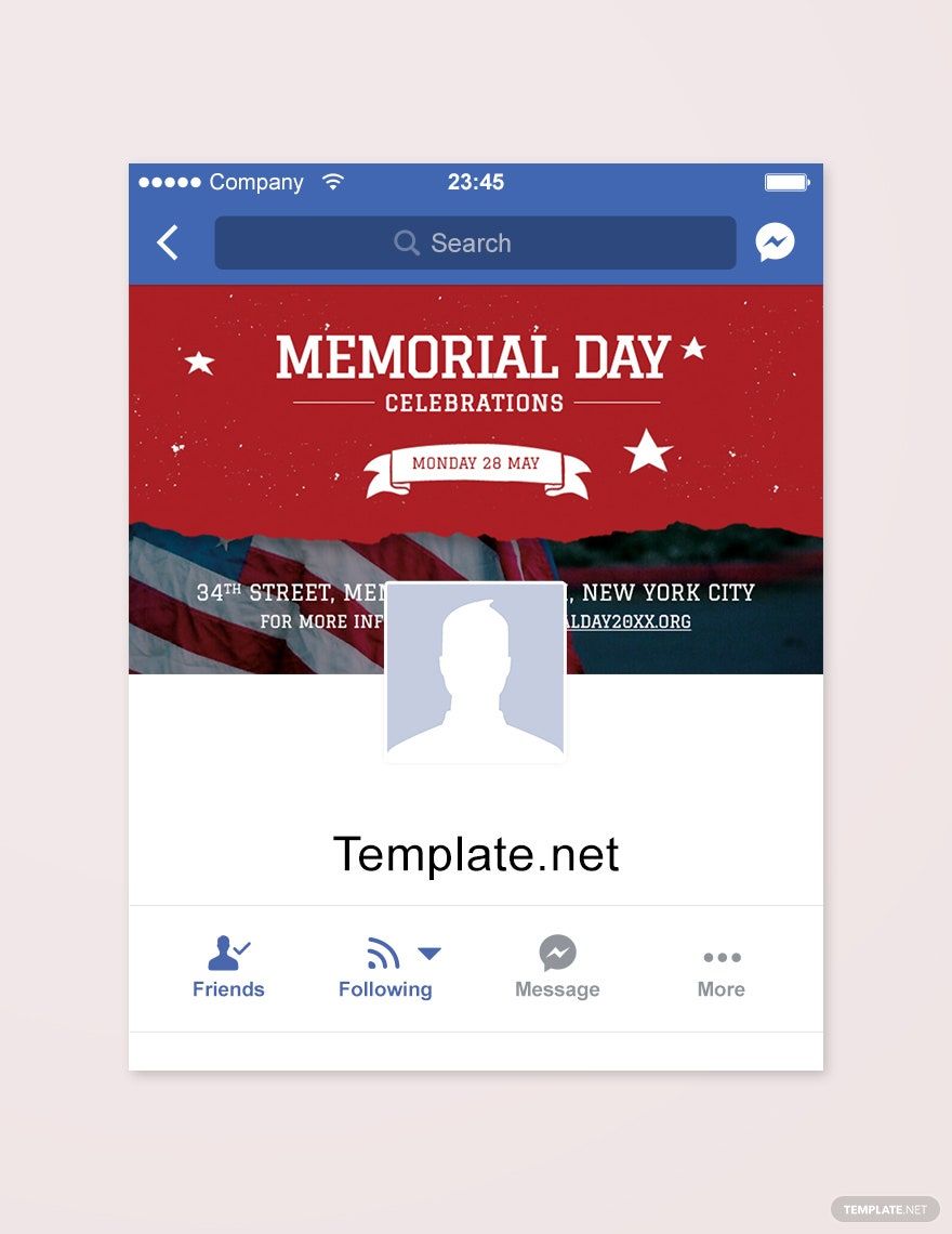 Memorial Day FaceBook App Cover Template