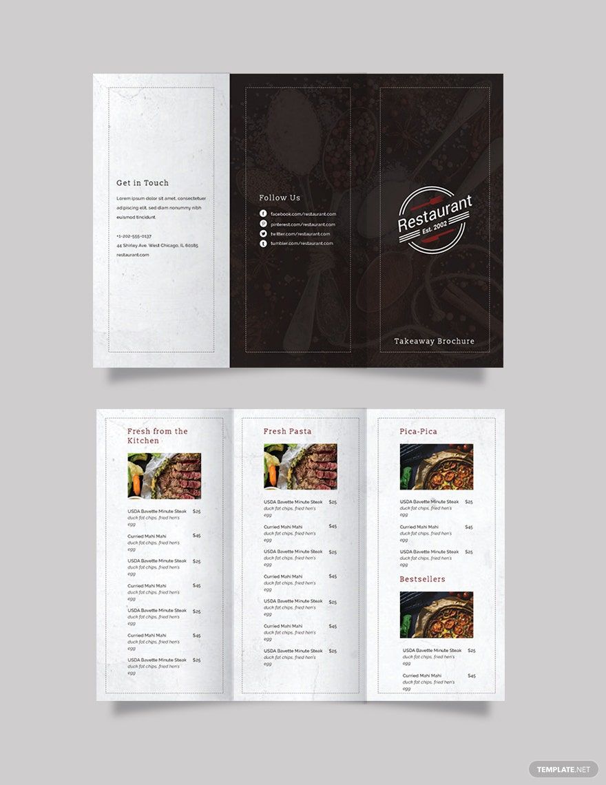 Family Restaurant Tri-Fold Brochure Template