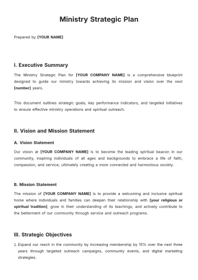 Free Ministry Strategic Plan Template to Edit Online