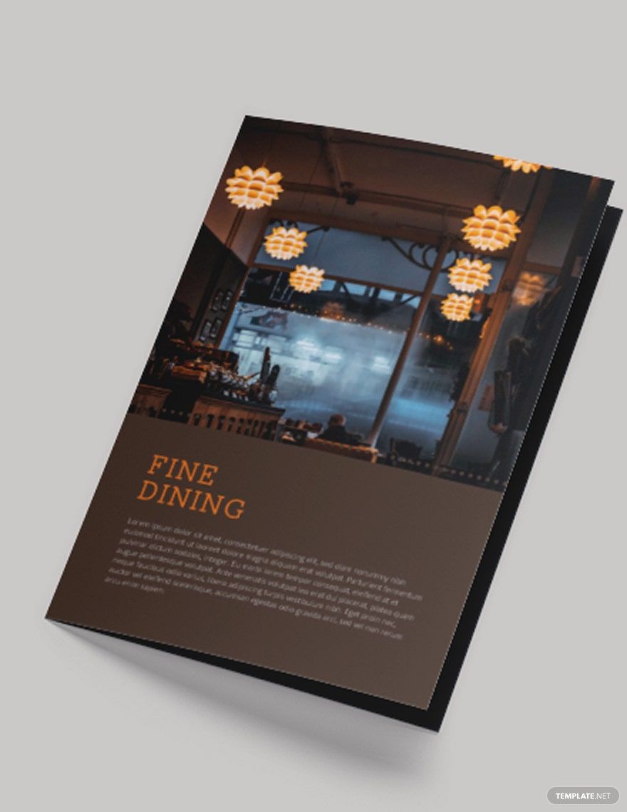 Fine Dining Restaurant Take-out Bi-Fold Brochure Template in Word, Google Docs, Illustrator, Apple Pages, Publisher