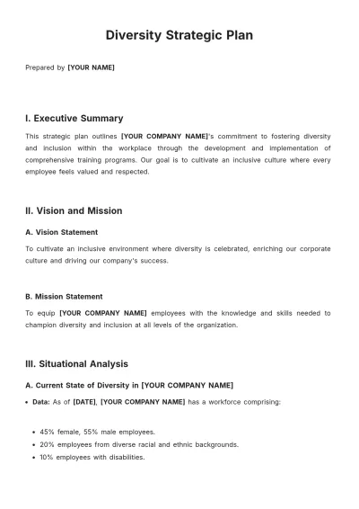 Free Diversity Strategic Plan Template to Edit Online