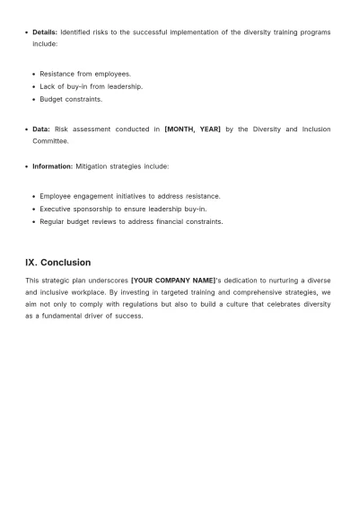 Free Diversity Strategic Plan Template to Edit Online