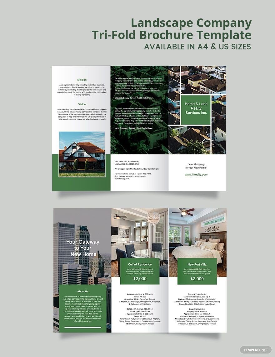 Sample Landscape Company Brochure Template
