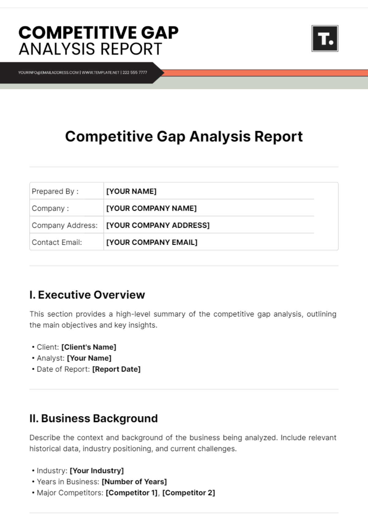 Competitive Gap Analysis Template - Edit Online & Download