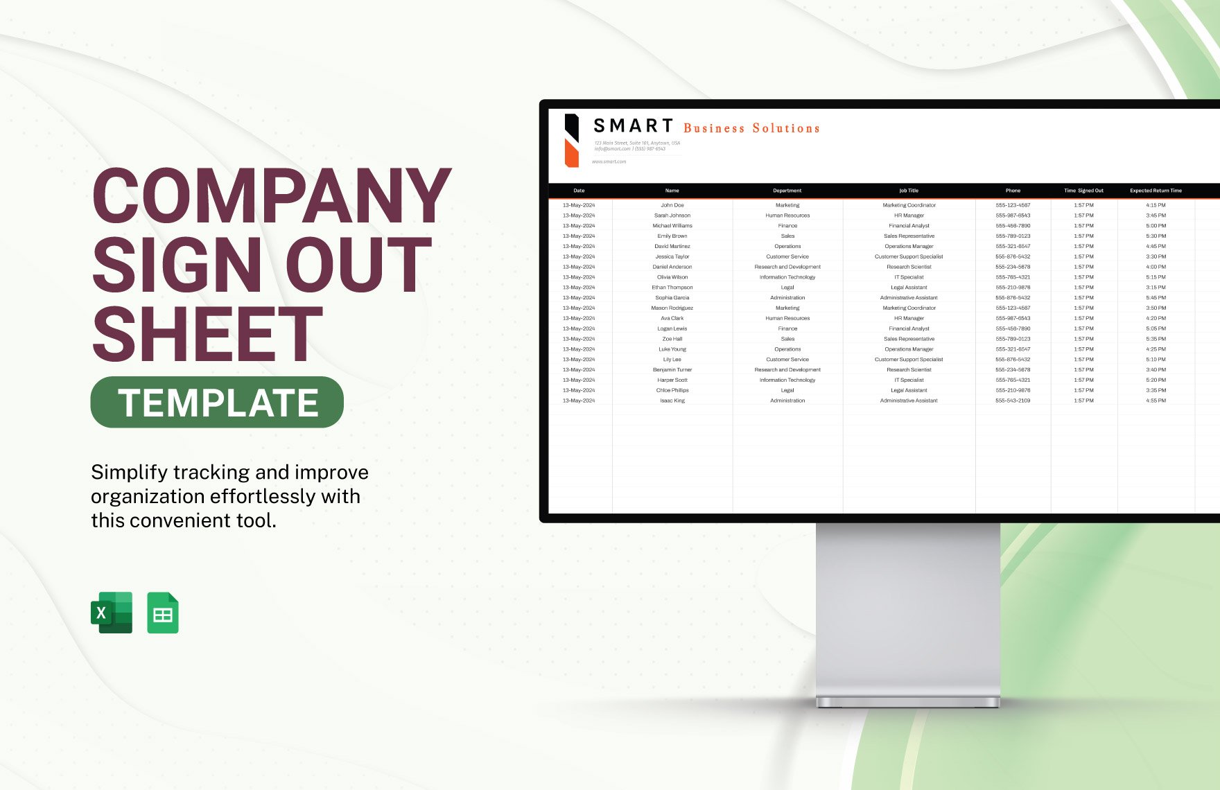 Company Sign Out Sheet Template