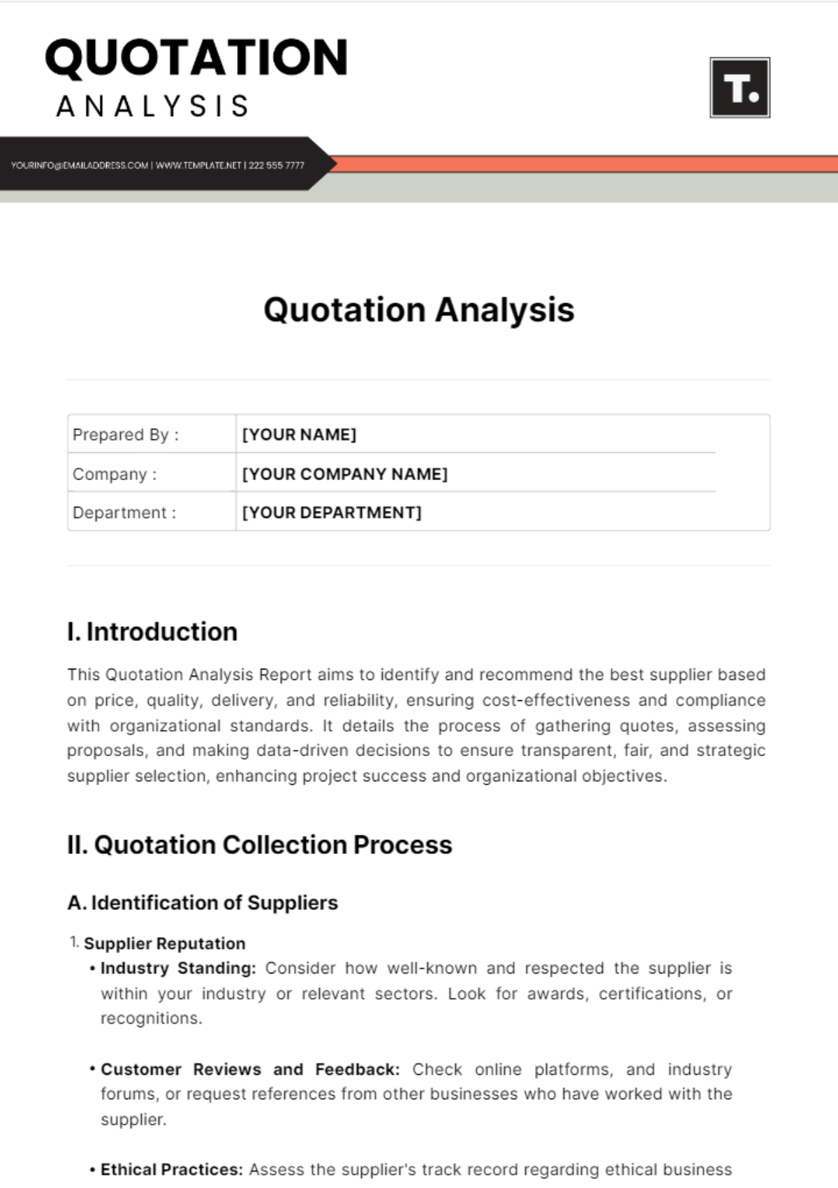 Quotation Analysis Template