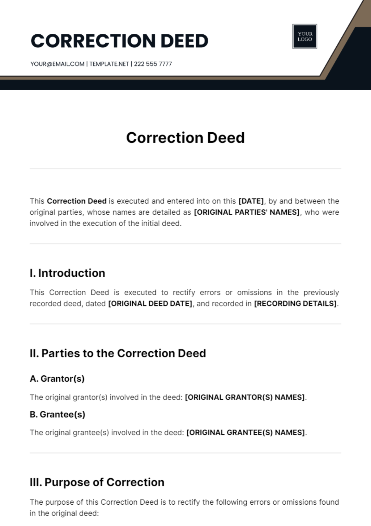 Correction Deed Template - Edit Online & Download