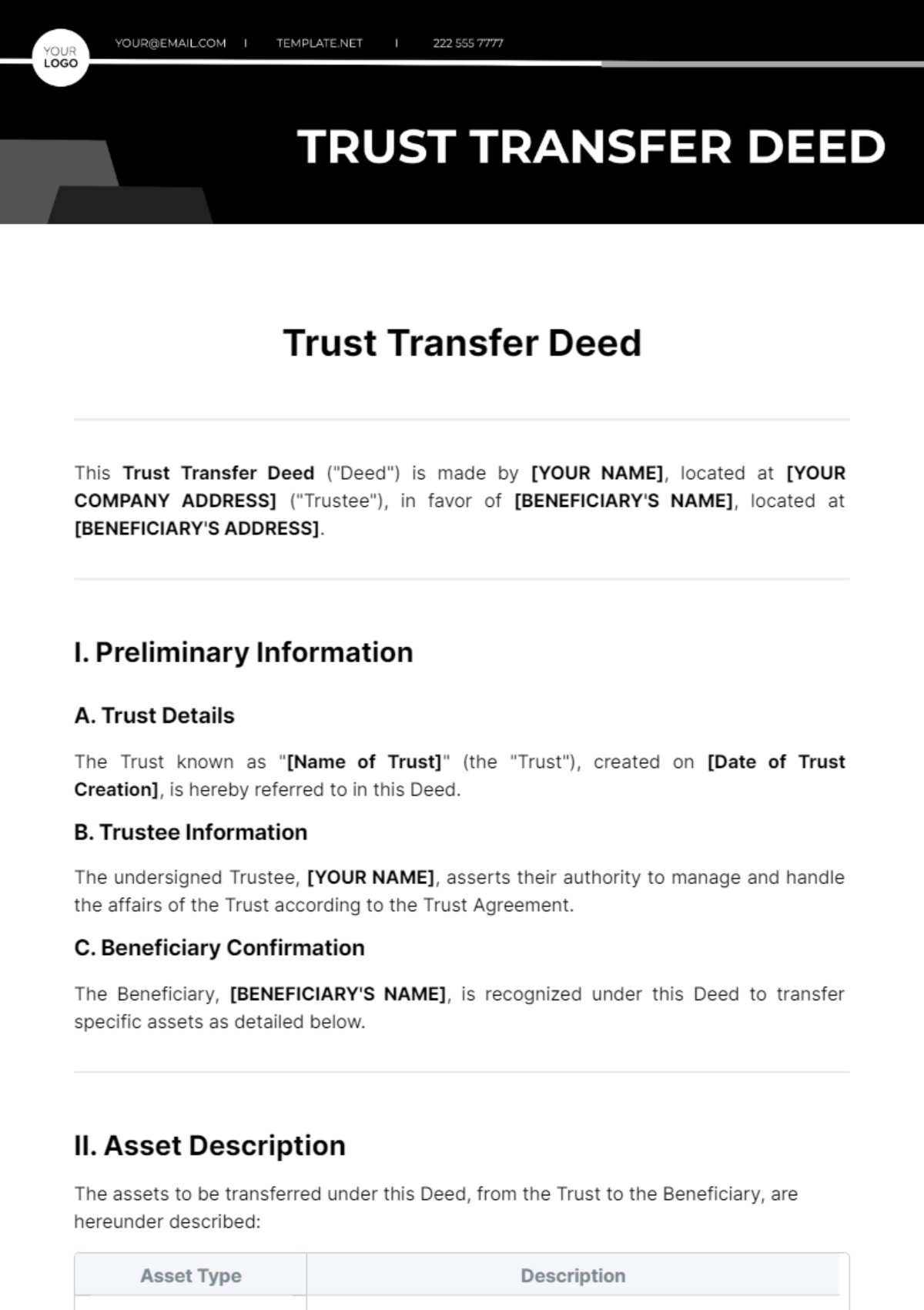 Trust Transfer Deed Template - Edit Online & Download