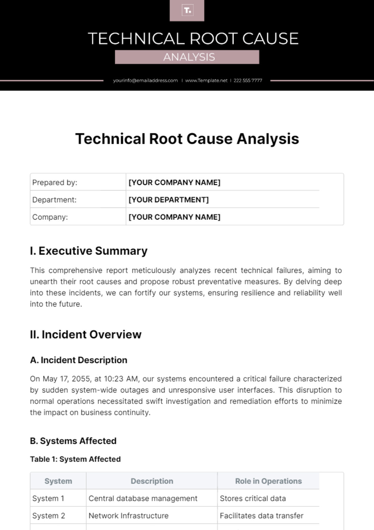 Technical Root Cause Analysis Template - Edit Online & Download