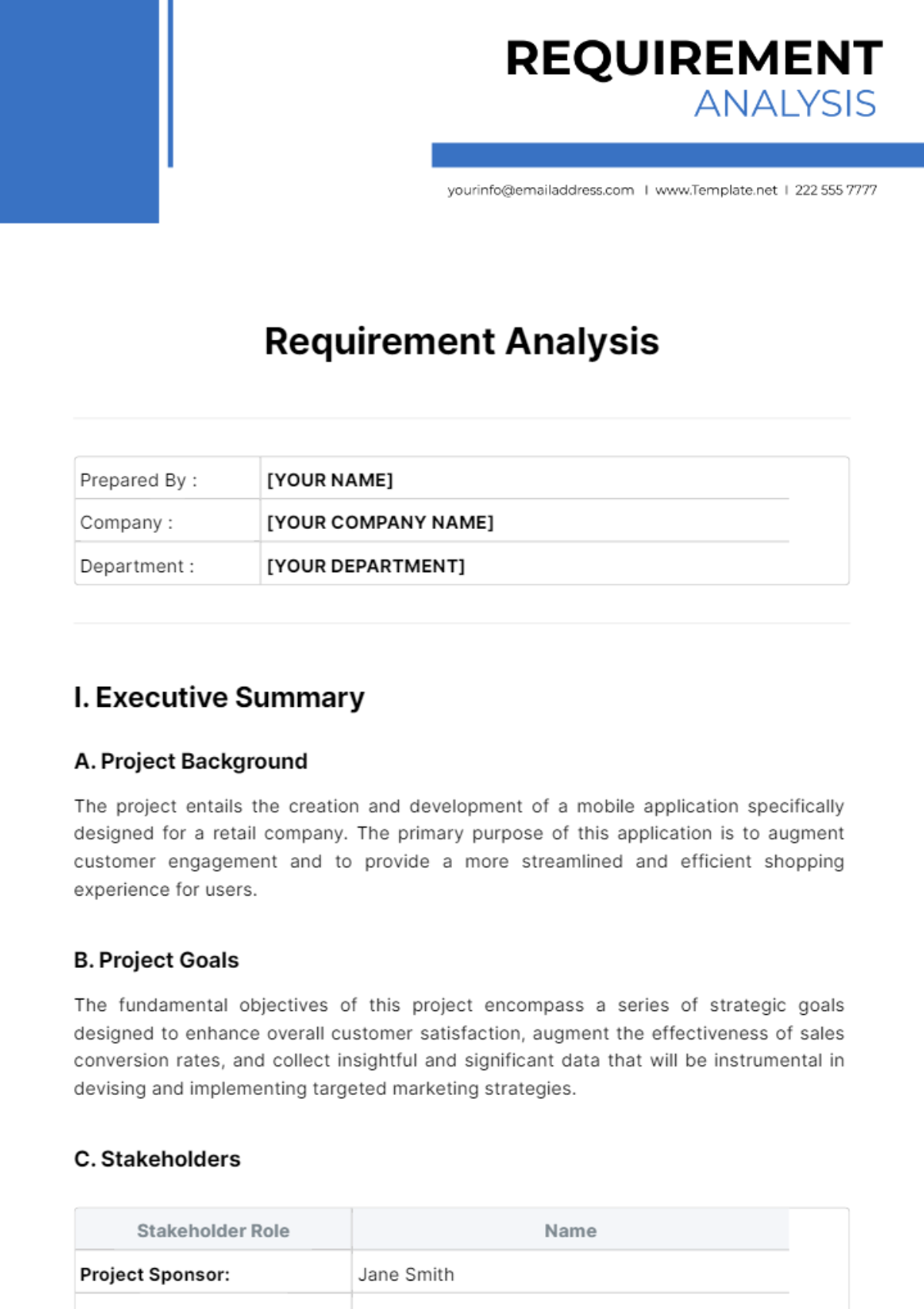Requirement Analysis Template