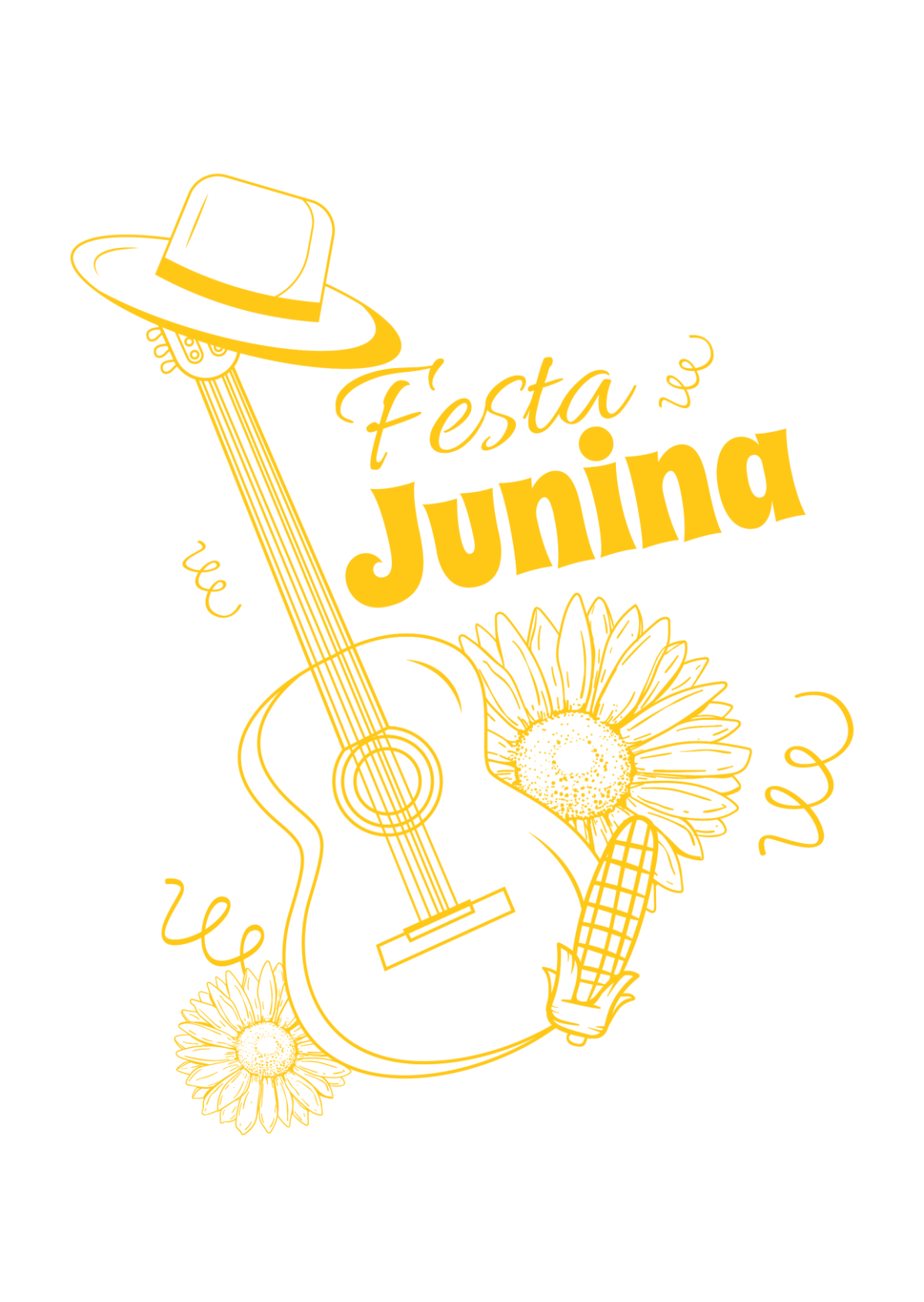 Free Festa Junina Yellow Drawing Template