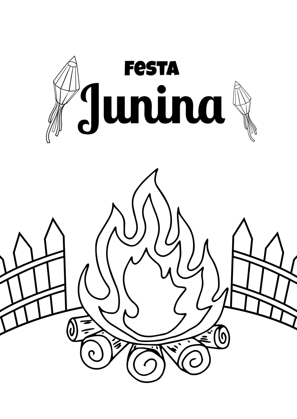Free Bonfire Festa Junina Drawing Template