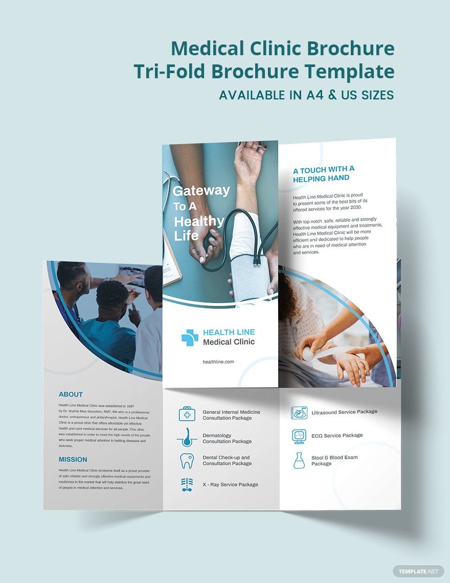 Medical Clinic Tri-Fold Brochure Template