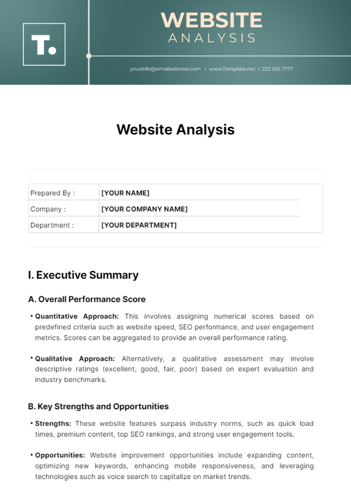 Free Website Analysis Template - Edit Online & Download | Template.net