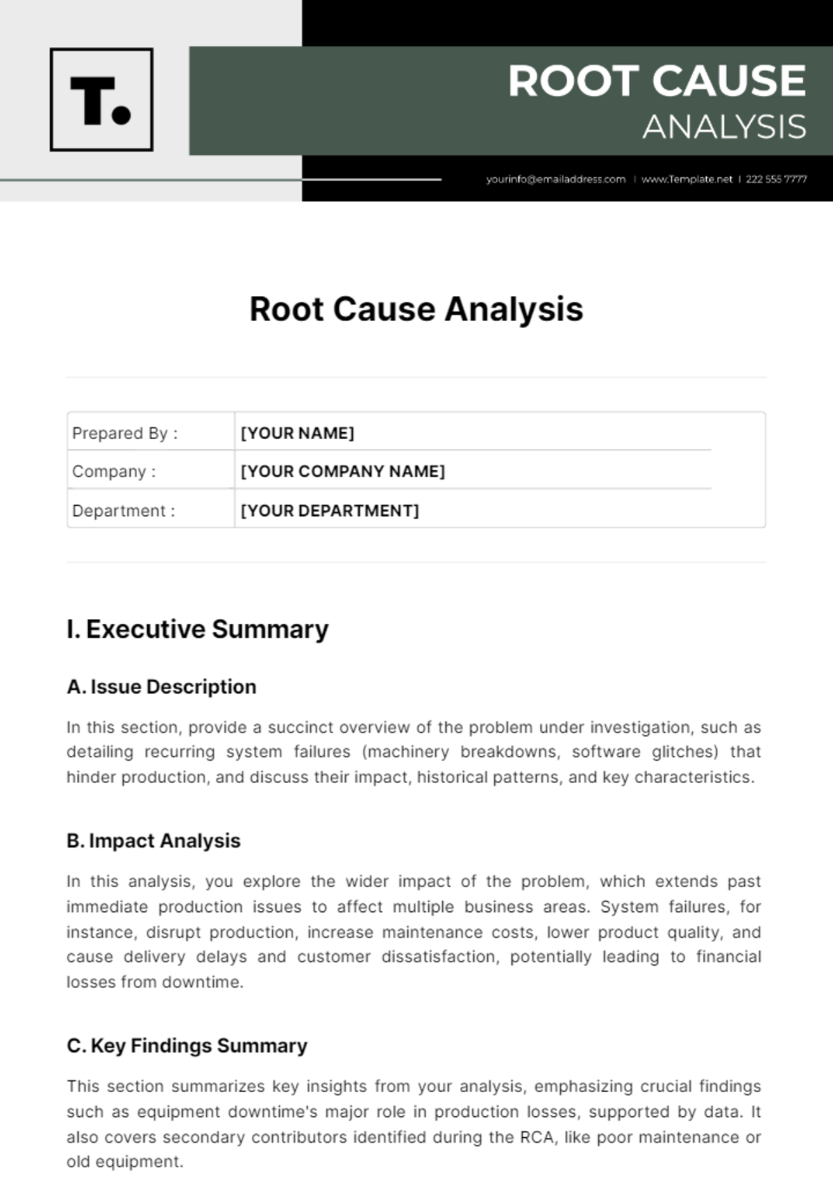 Root Cause Analysis Template