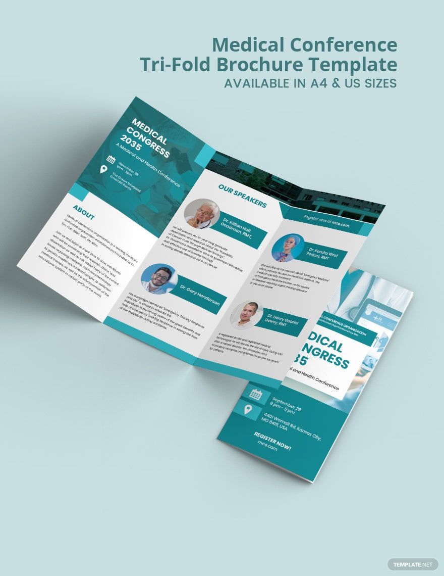 Medical Conference TriFold Brochure Template in Illustrator, PSD