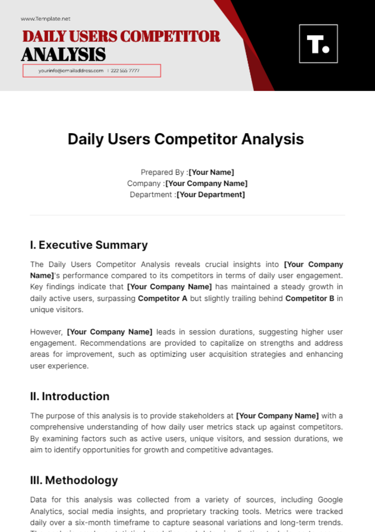 Daily Users Competitor Analysis Template - Edit Online & Download