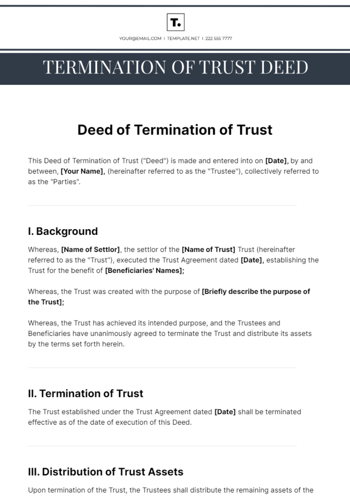 Deed of Termination of Trust Template - Edit Online & Download