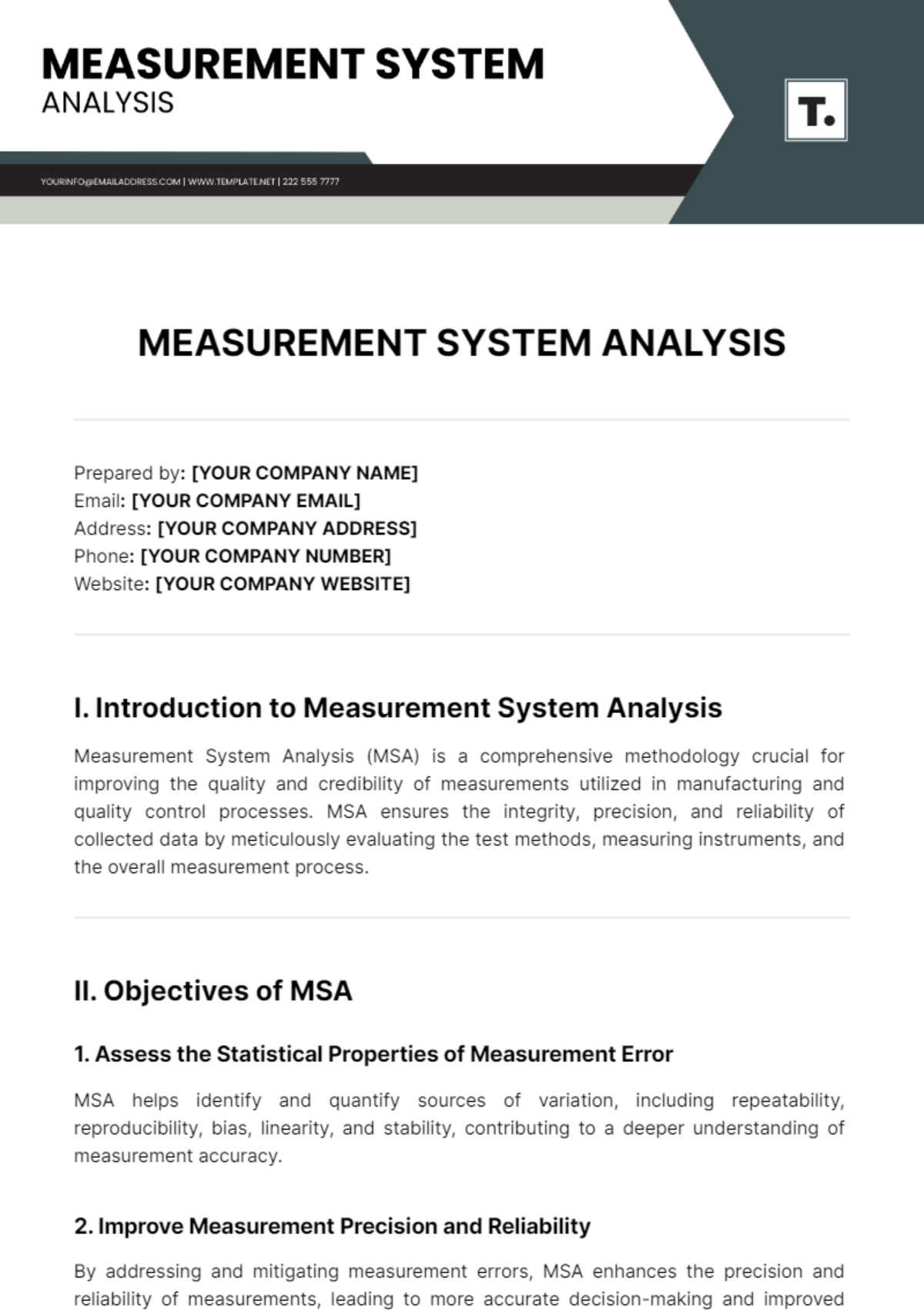 Measurement System Analysis Template