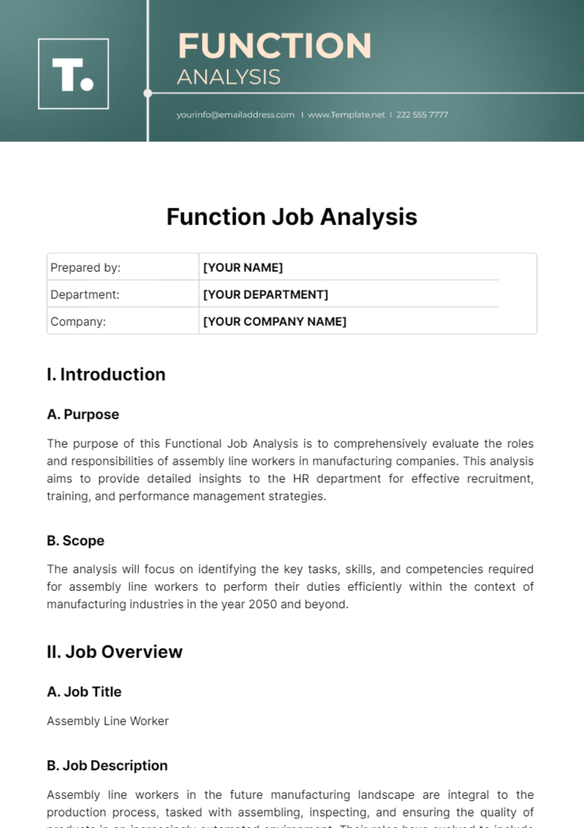 Free Functional Job Analysis Template - Edit Online & Download ...