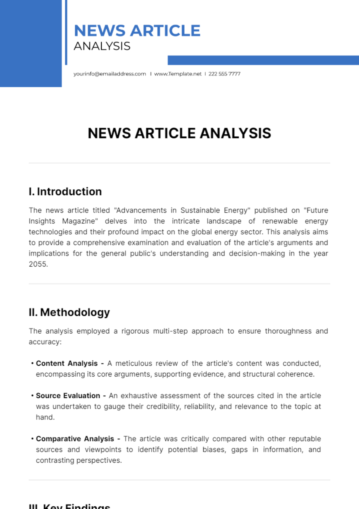 News Article Analysis Template