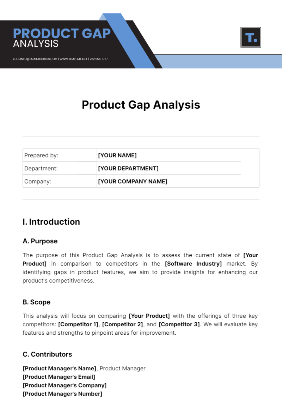 Product Gap Analysis Template - Edit Online & Download