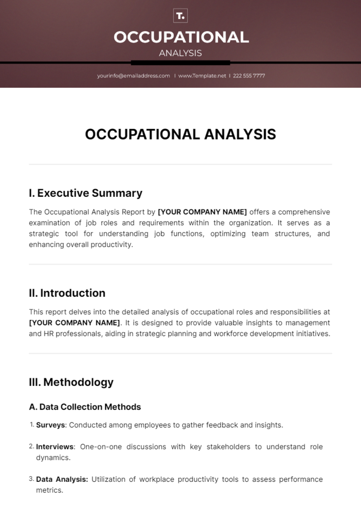 Occupational Analysis Template