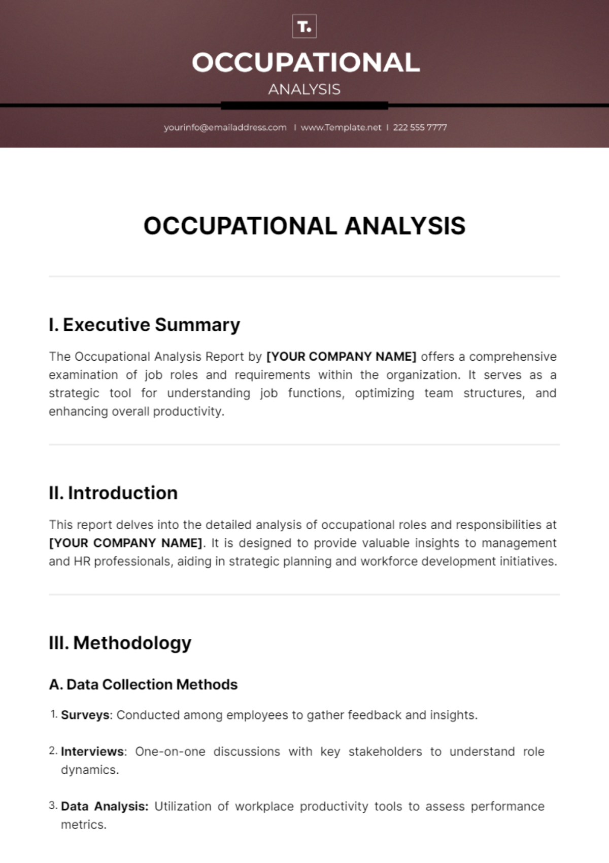 Occupational Analysis Template - Edit Online & Download