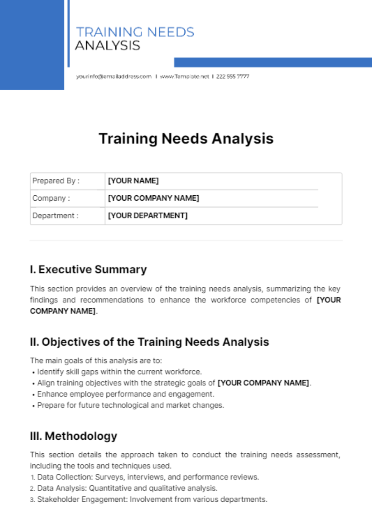 Training Needs Analysis Template - Edit Online & Download