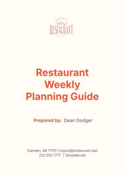 Free Restaurant Weekly Planning Guide Template to Edit Online