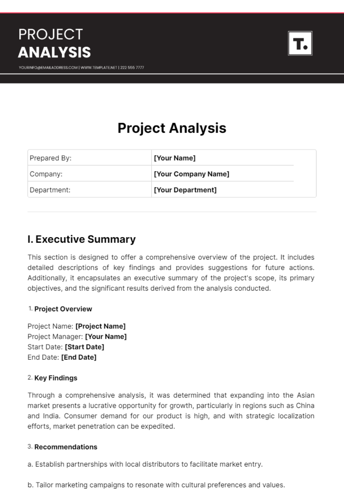 Project Analysis Template