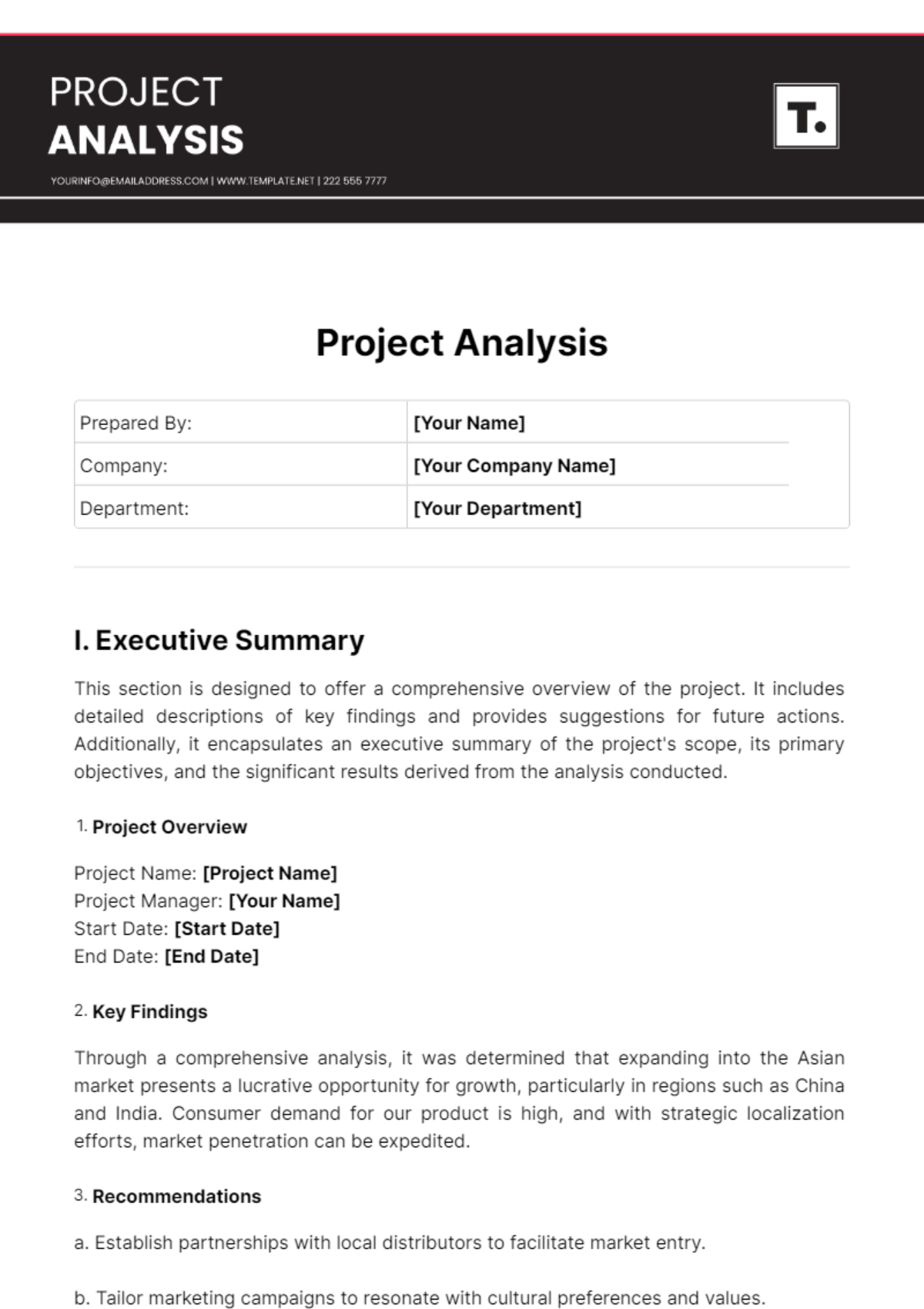 Project Analysis Template - Edit Online & Download