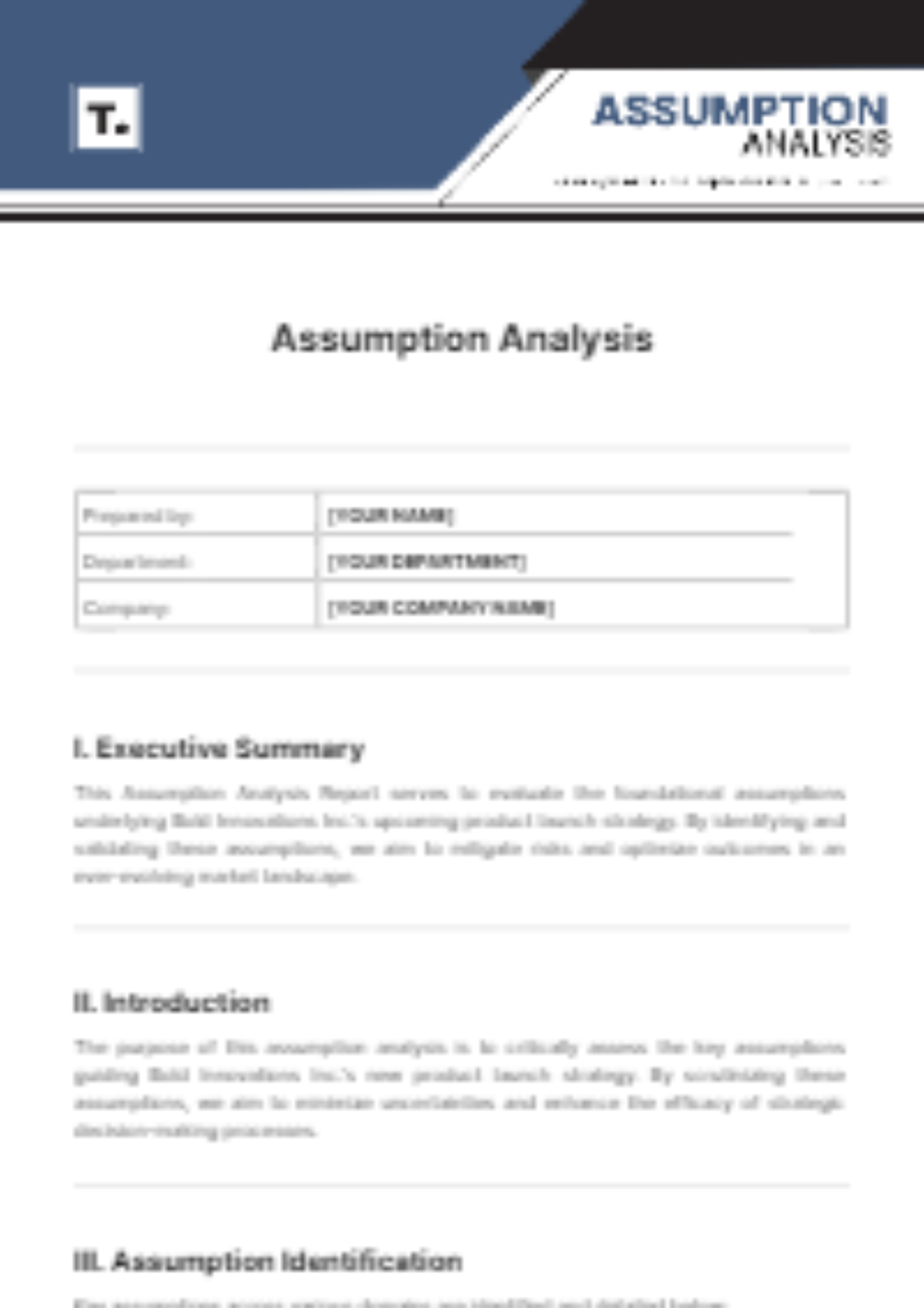 Assumption Analysis Template - Edit Online & Download