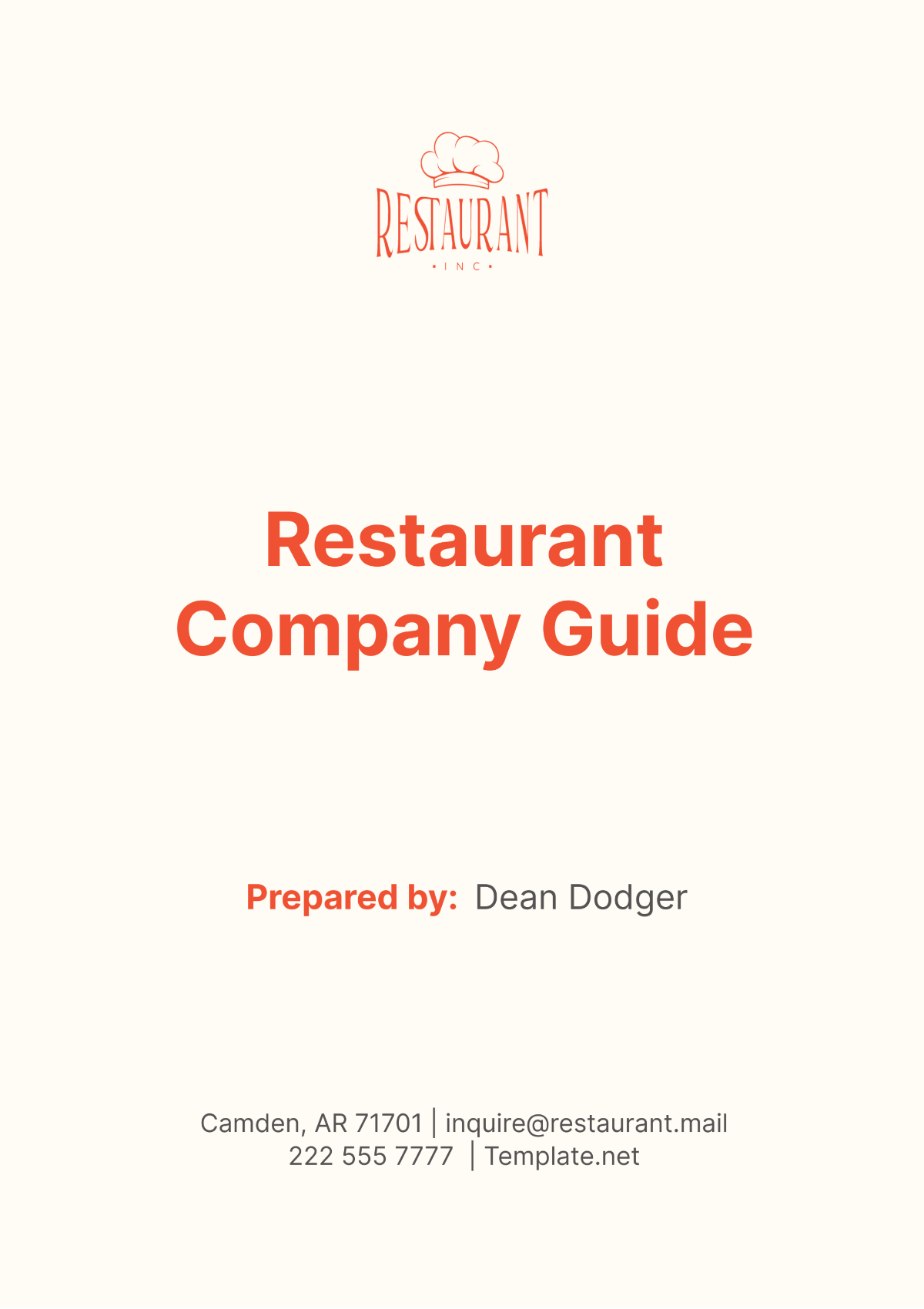 Restaurant Company Guide Template - Edit Online & Download