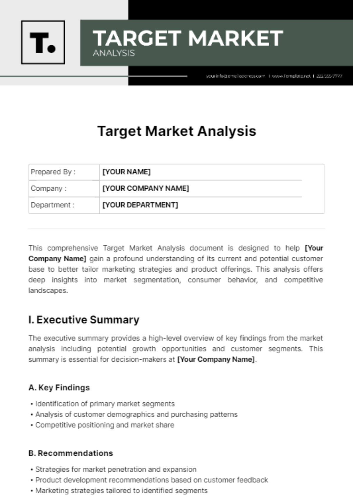 Target Market Analysis Template - Edit Online & Download