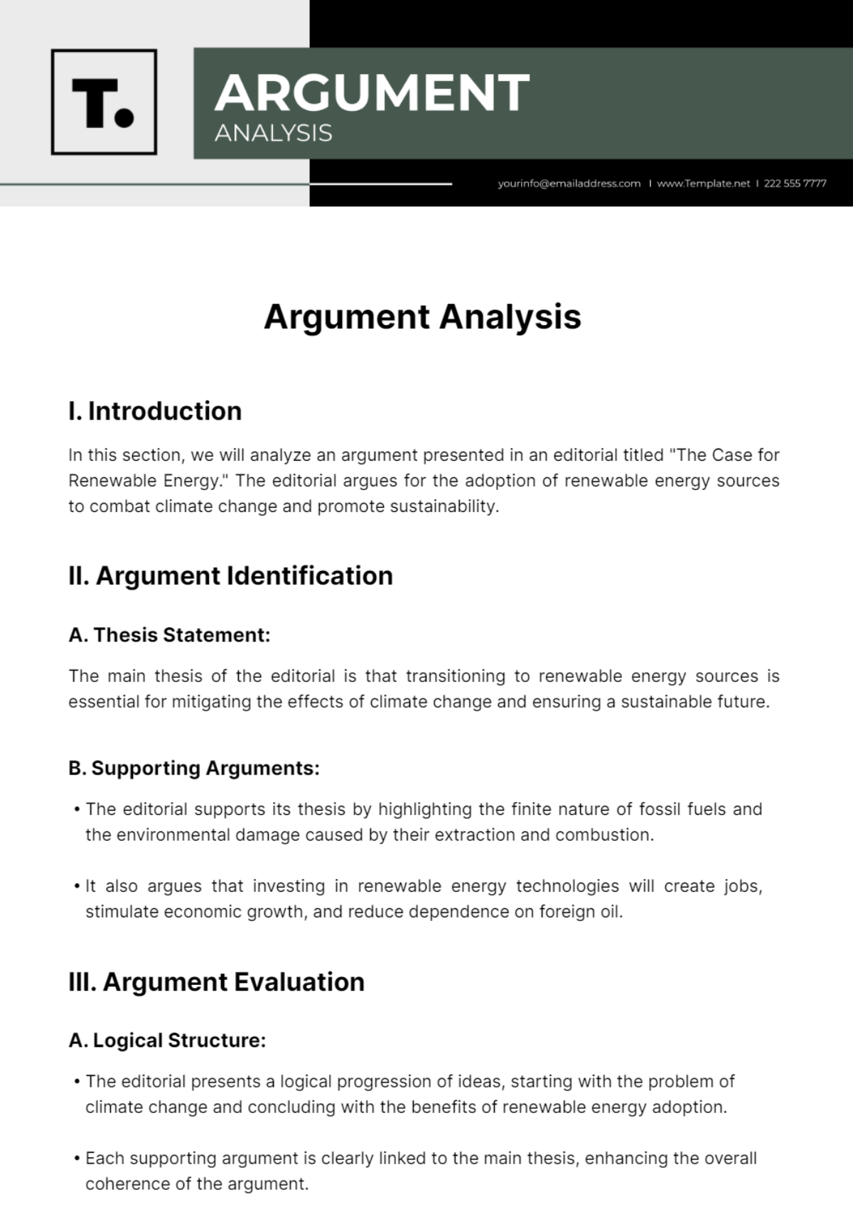 Argument Analysis Template