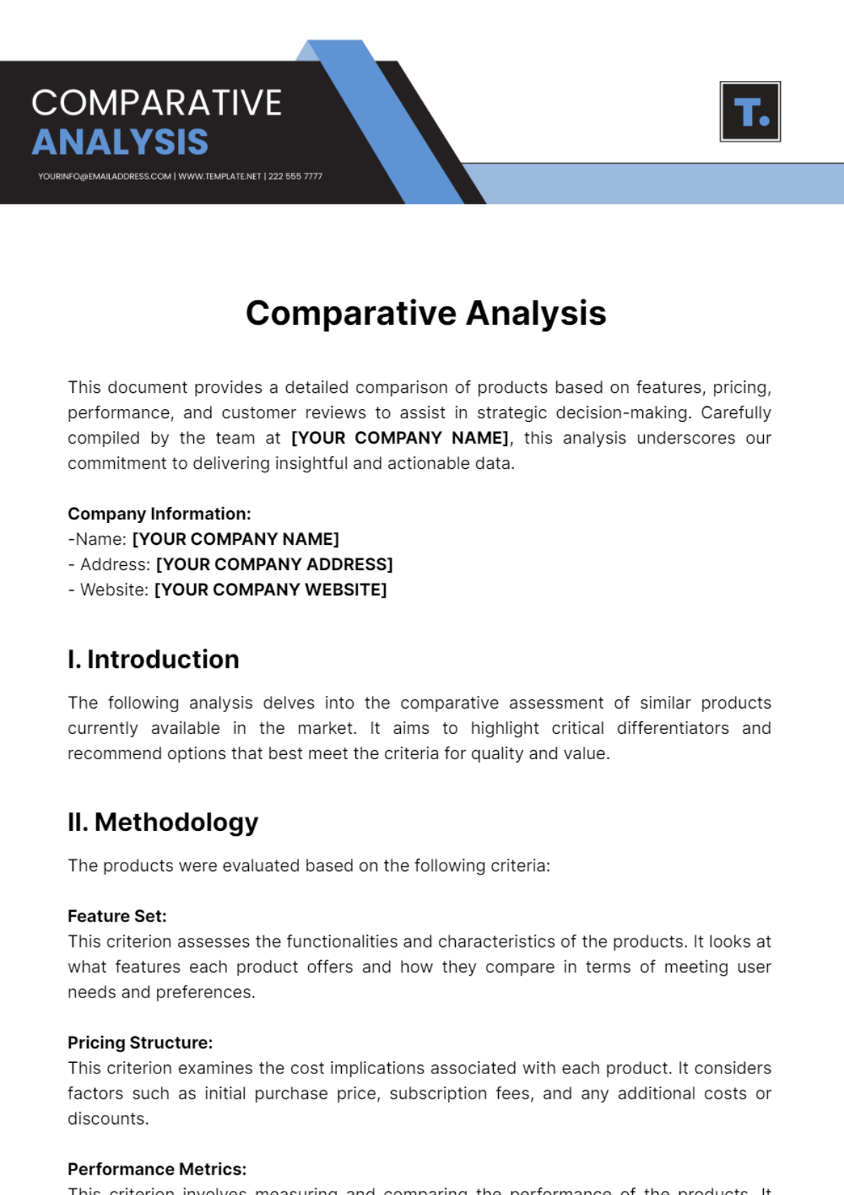 Comparative Analysis Template - Edit Online & Download