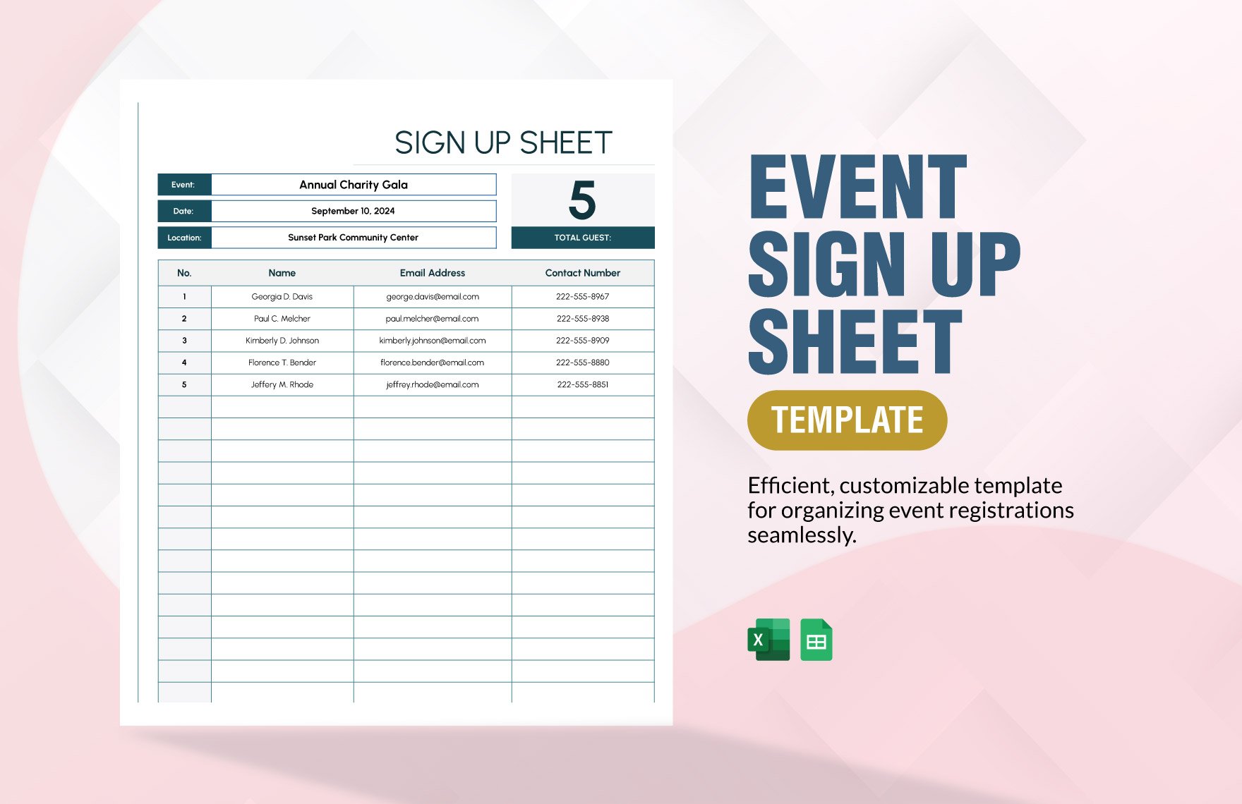 Free Event Sign Up Sheet Template in Excel, Google Sheets