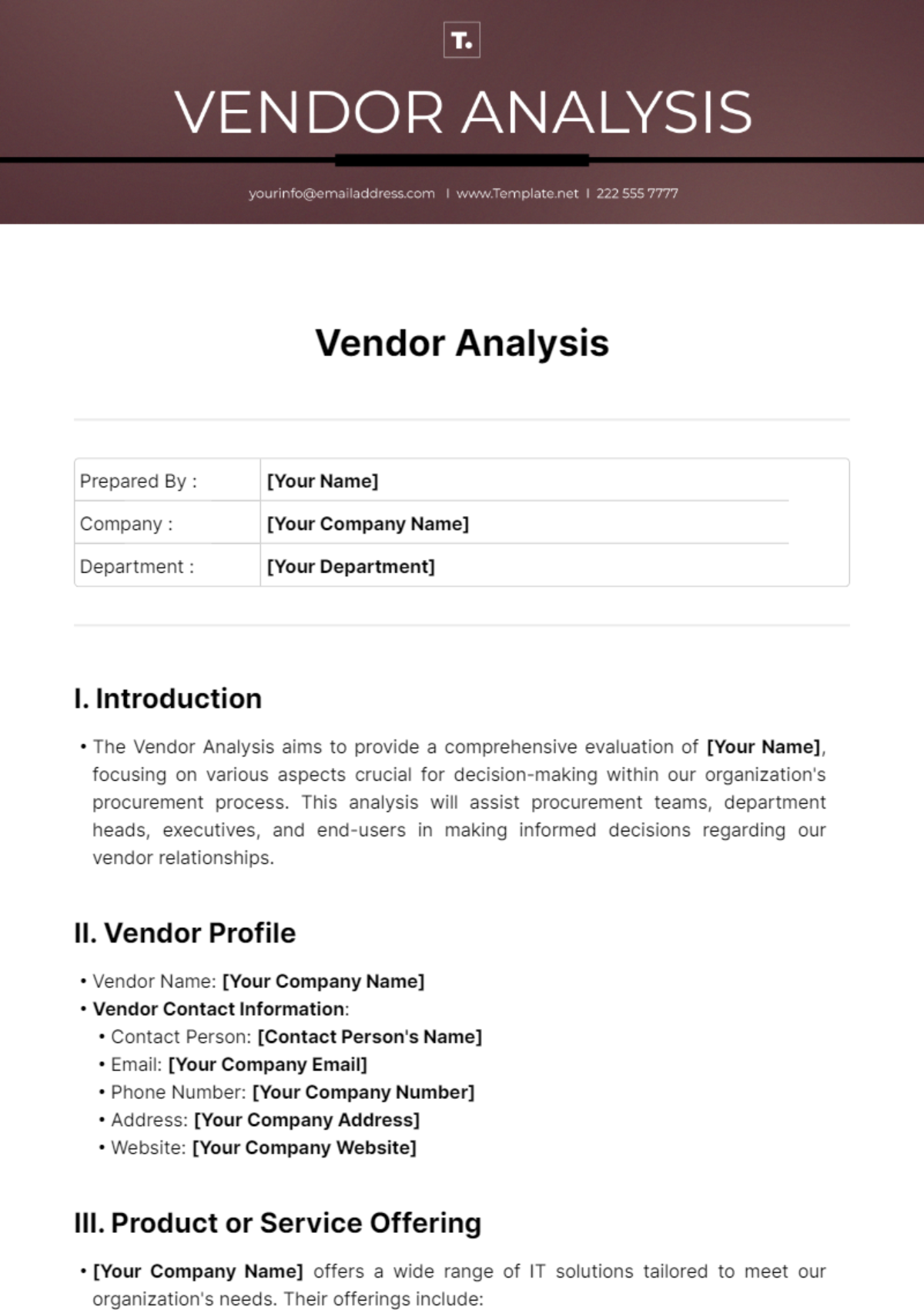 Vendor Analysis Template - Edit Online & Download