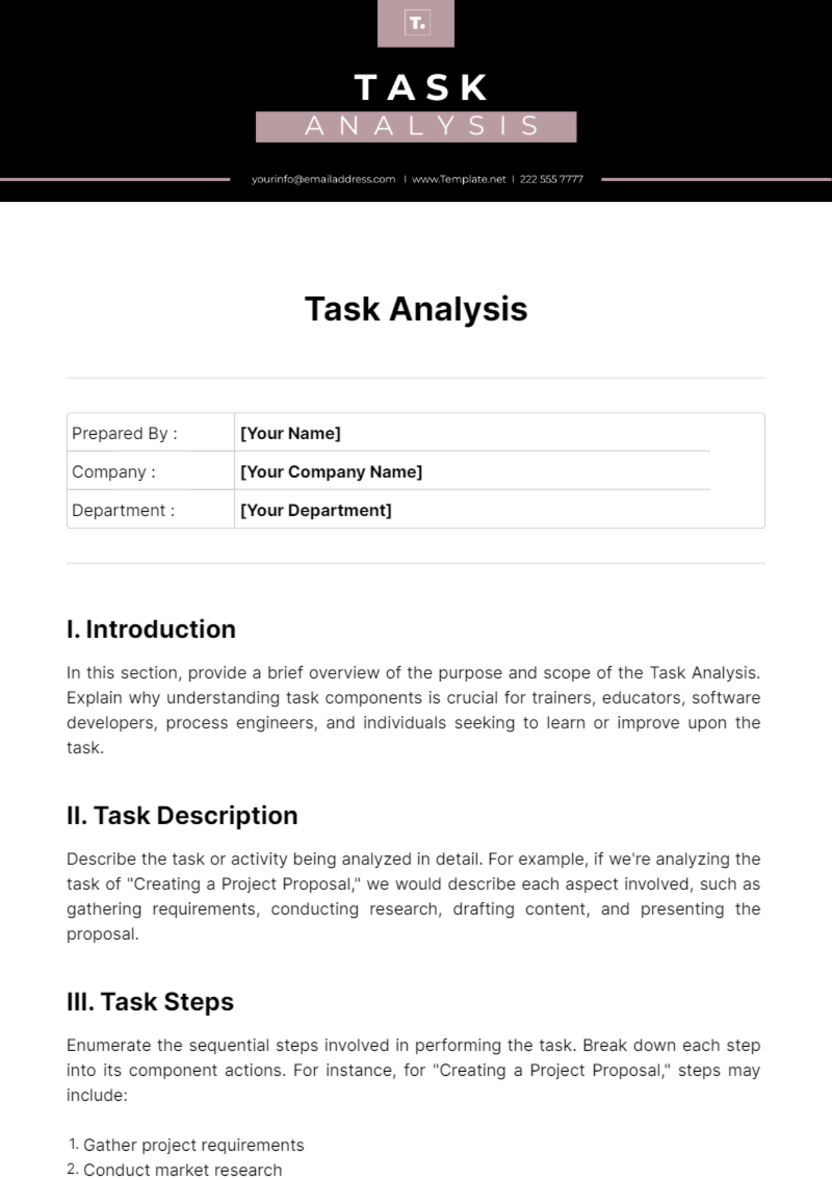 Task Analysis Template - Edit Online & Download